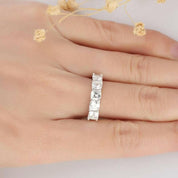 14k White Gold 4.0 Cttw Asscher Cut Diamond Half Eternity Wedding Band-Evani Naomi Jewelry