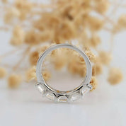 14k White Gold 4.0 Cttw Asscher Cut Diamond Half Eternity Wedding Band-Evani Naomi Jewelry