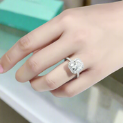 14k White Gold 5.0 Ct Cushion Cut Diamond Halo Engagement Ring-Evani Naomi Jewelry