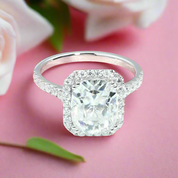 14k White Gold 5.0 Ct Cushion Cut Diamond Halo Engagement Ring-Evani Naomi Jewelry