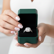 14K White Gold Cushion Cut Halo Diamond OptionSplit Band Engagement Ring - Evani Naomi Jewelry