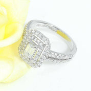 14k White Gold Double Halo Diamond Engagement Ring-Evani Naomi Jewelry