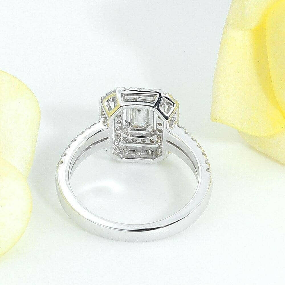 14k White Gold Double Halo Diamond Engagement Ring-Evani Naomi Jewelry