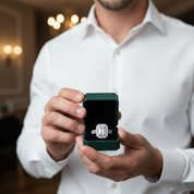 14k White Gold Double Halo Diamond Option Engagement Ring - Evani Naomi Jewelry