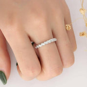 14k White Gold Half Eternity Diamond Wedding Band-Evani Naomi Jewelry