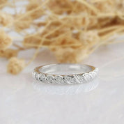 14k White Gold Half Eternity Diamond Wedding Band-Evani Naomi Jewelry