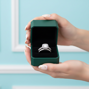 14k White Gold Halo Diamond Option Engagement Ring Set - Evani Naomi Jewelry