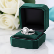 14k White Gold Halo Diamond Option Engagement Ring Set - Evani Naomi Jewelry