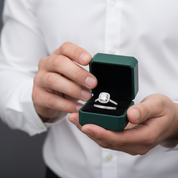 14k White Gold Halo Diamond Option Engagement Ring Set - Evani Naomi Jewelry