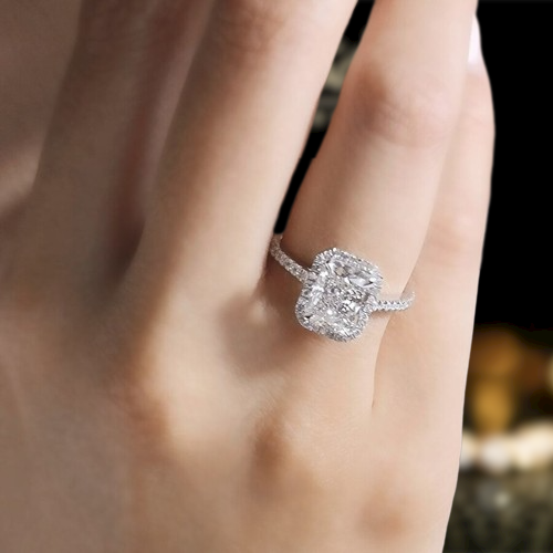 14k White Gold Radiant Cut Diamond Engagement Ring-Evani Naomi Jewelry