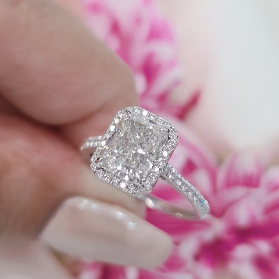 14k White Gold Radiant Cut Diamond Engagement Ring-Evani Naomi Jewelry