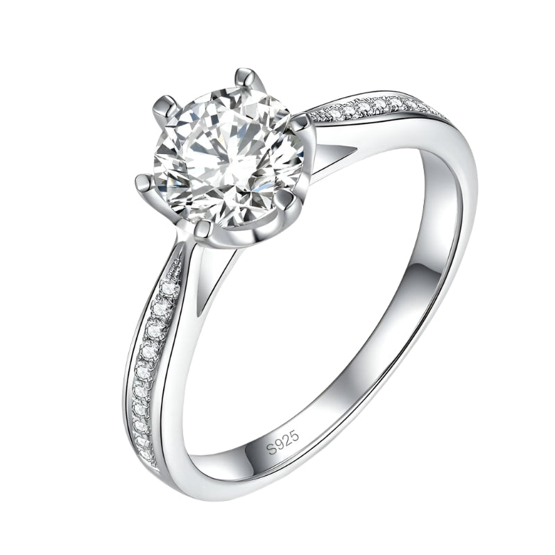 14k White Gold Round Cut Diamond Engagement Ring-Evani Jewelry