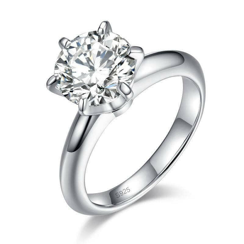 14k White Gold Round Cut Diamond Engagement Ring-Evani Jewelry