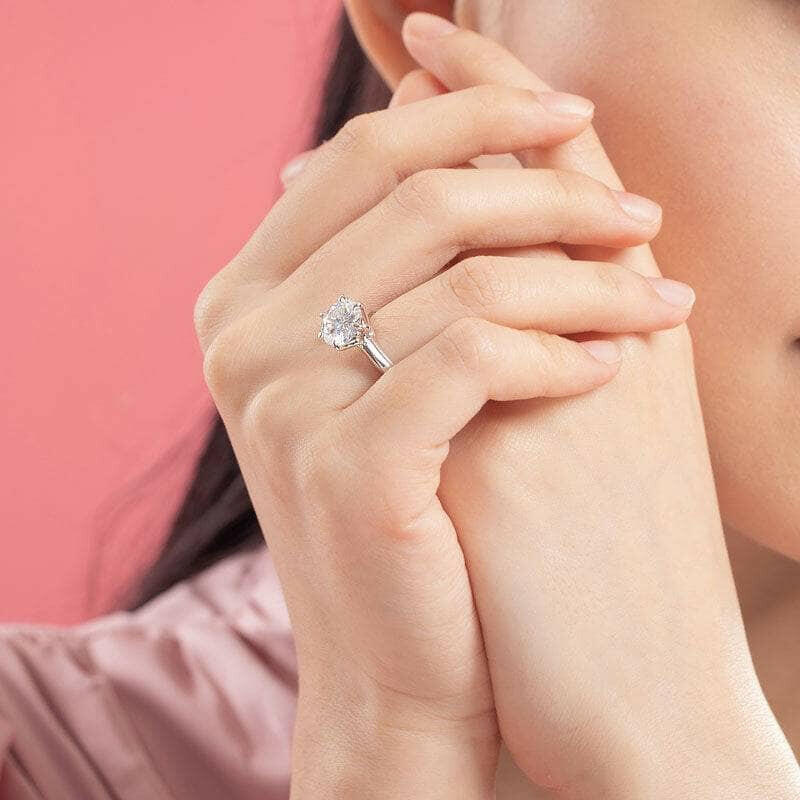 14k White Gold Round Cut Diamond Engagement Ring-Evani Naomi Jewelry