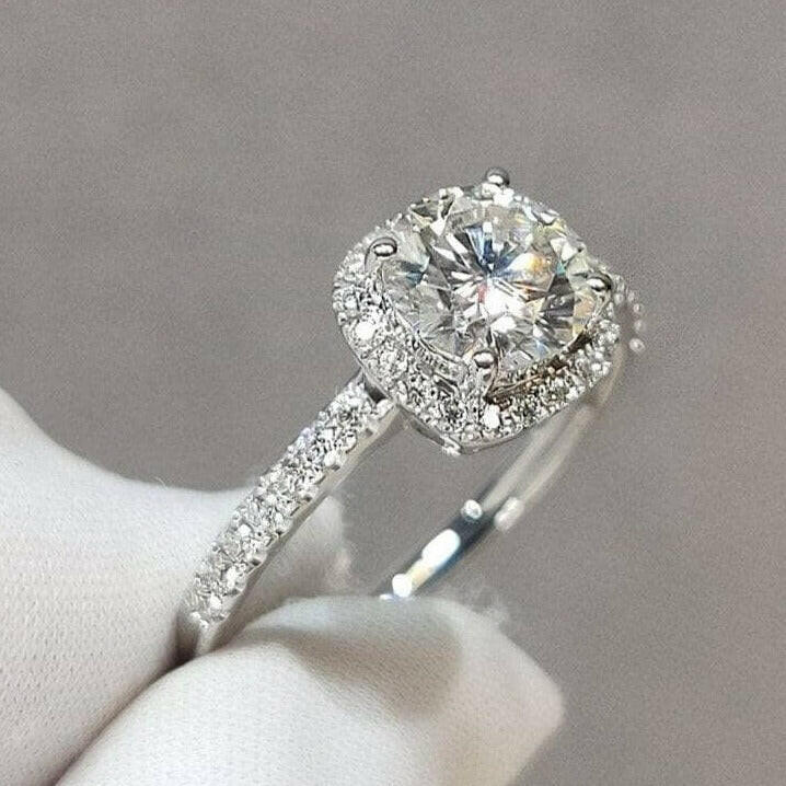 14K White Gold Round Cut Engagement Ring-Evani Jewelry