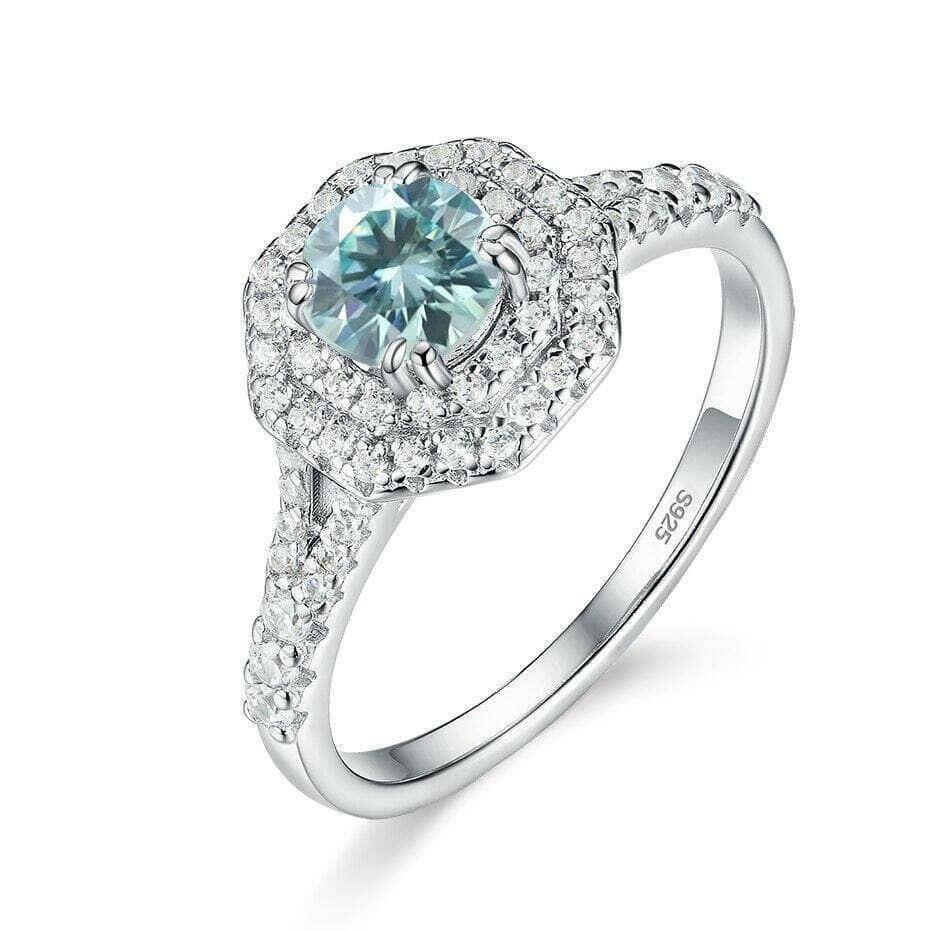 14k White Gold Round Cut Halo Diamond Engagement Ring-Evani Jewelry