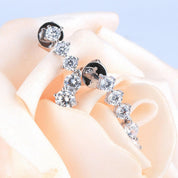 14k White Gold Round Diamond Classic Drop Earrings-Evani Naomi Jewelry