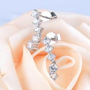 14k White Gold Round Diamond Classic Drop Earrings-Evani Naomi Jewelry