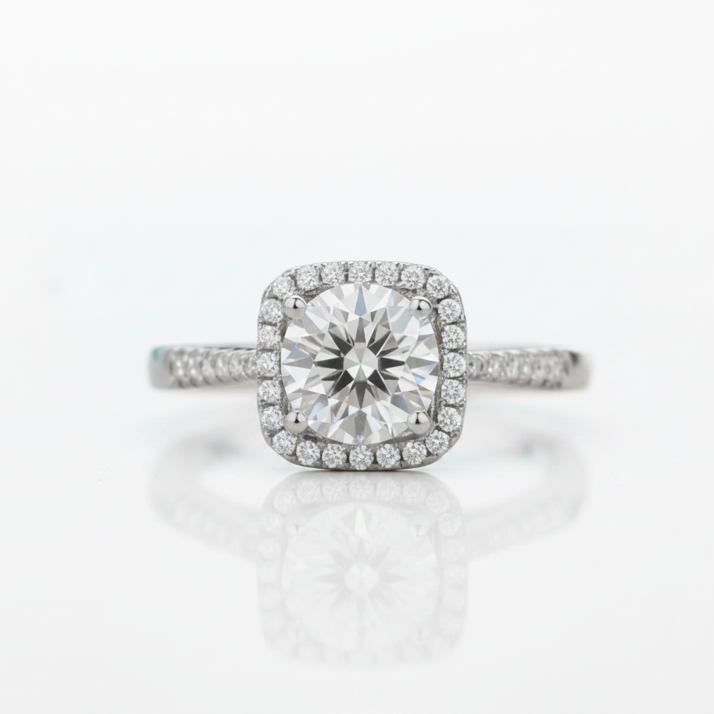 14k White Gold Round Diamond OptionEngagement Ring - Evani Naomi Jewelry