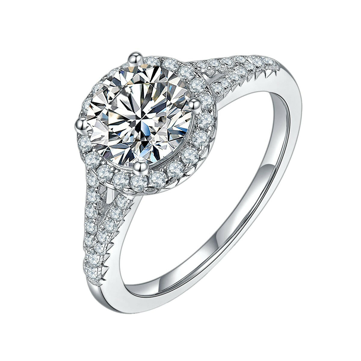 14k White Gold Split Shank Engagement Ring-Evani Naomi Jewelry