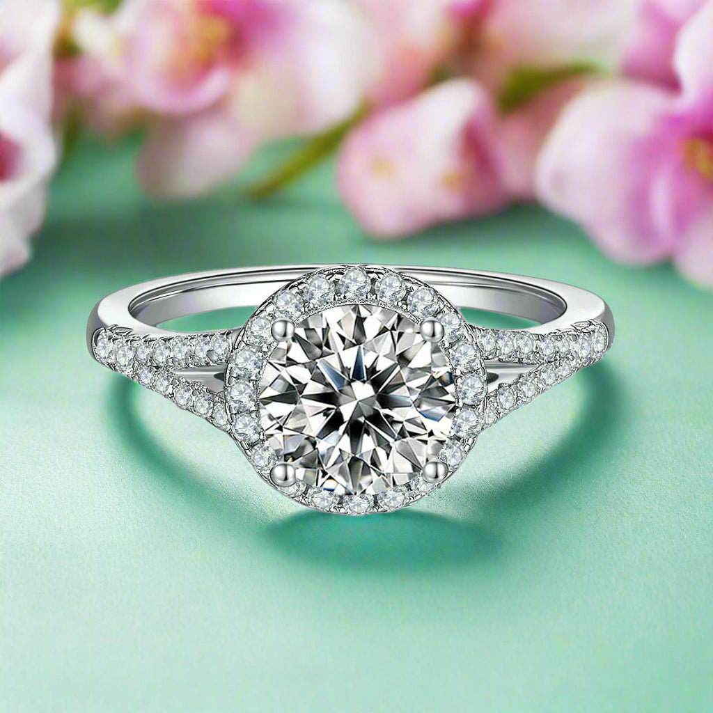 14k White Gold Split Shank Engagement Ring-Evani Naomi Jewelry