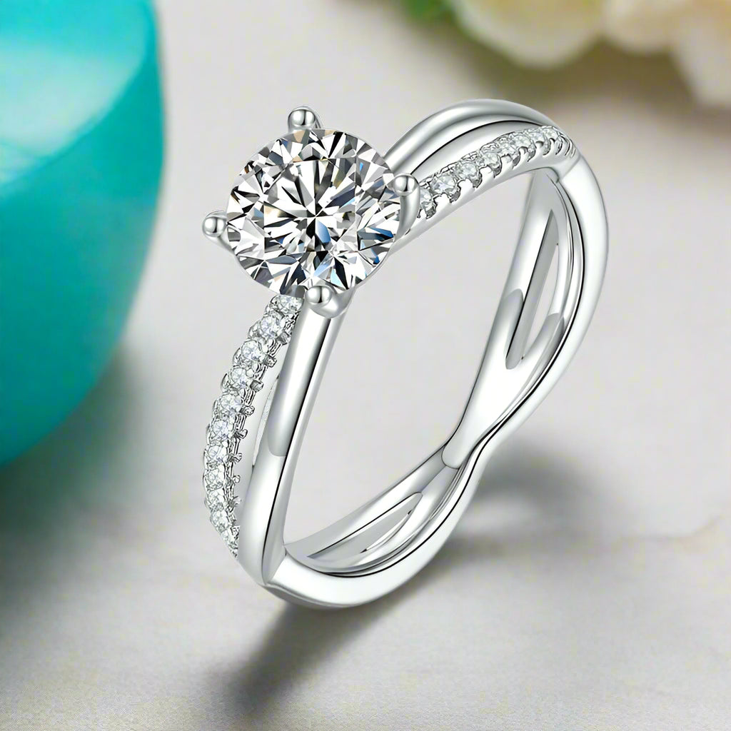 14k White Gold Twist Promise Ring-Evani Naomi Jewelry