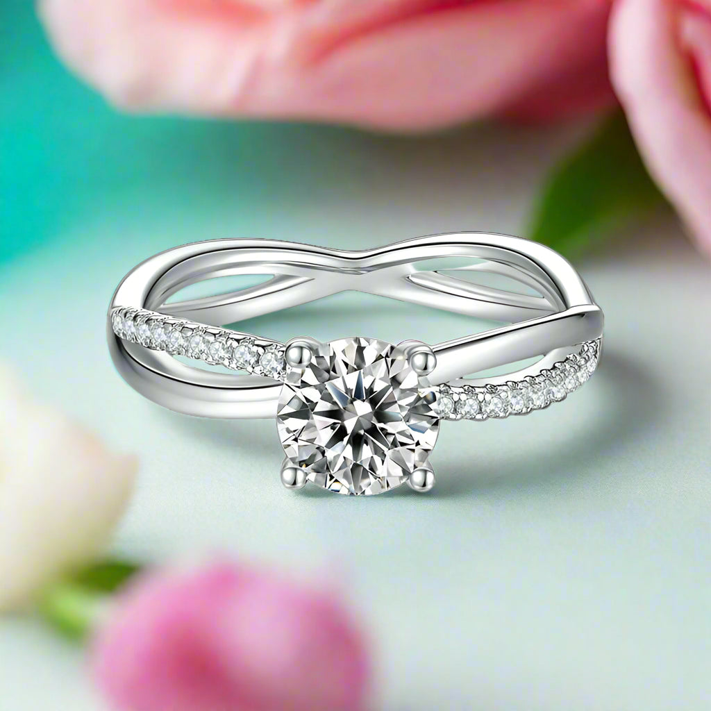 14k White Gold Twist Promise Ring-Evani Jewelry