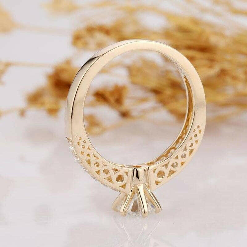 14k Yellow Gold 1.0 Ct Filigree Style Engagement Ring-Evani Naomi Jewelry