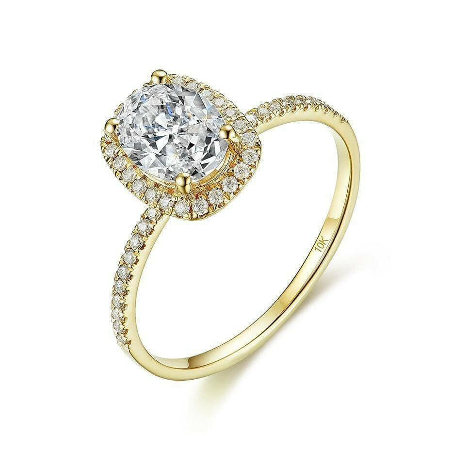 14k Yellow Gold 1.5 Ct Oval Cut Engagement Ring-Evani Naomi Jewelry