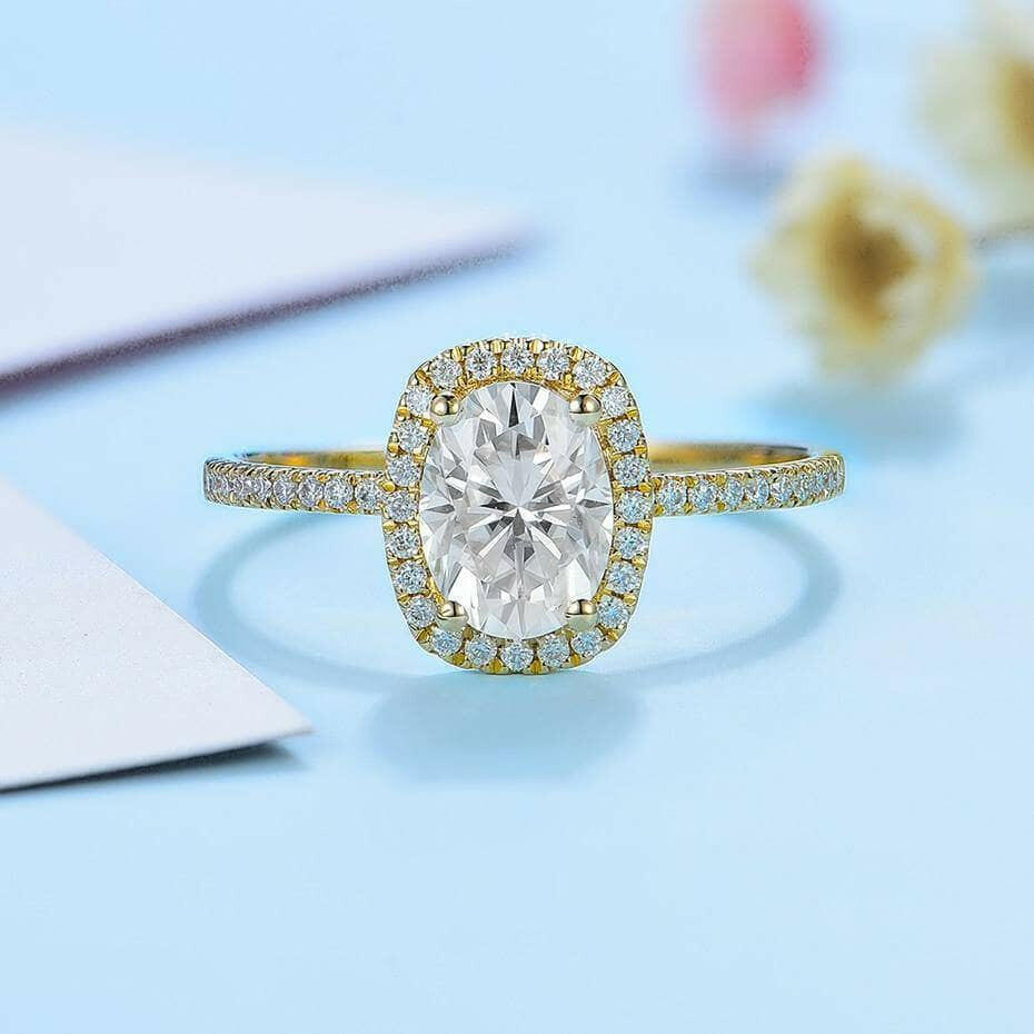 14k Yellow Gold 1.5 Ct Oval Cut Engagement Ring-Evani Naomi Jewelry