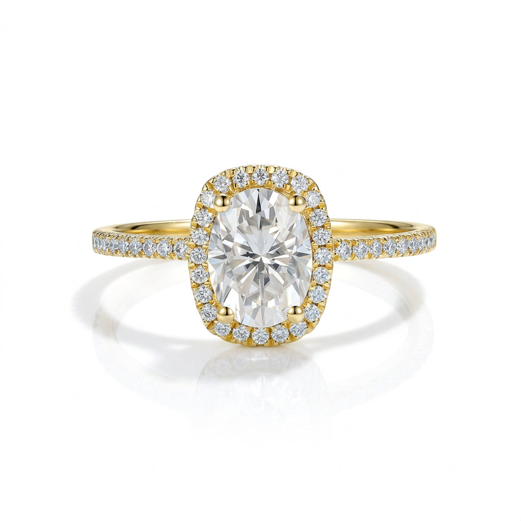 14k Yellow Gold 1.5 Ct Oval Cut Engagement Ring