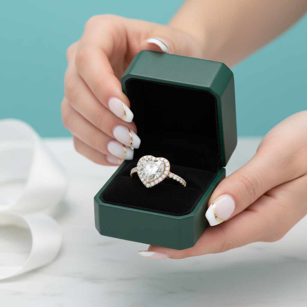 14K Yellow Gold 4.0 Ct Heart Cut Diamond Option Halo Engagement Ring - Evani Naomi Jewelry