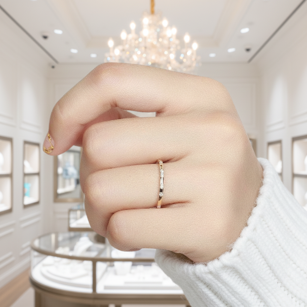 14k Yellow Gold Diamond Stackable Classic Wedding Band-Evani Jewelry