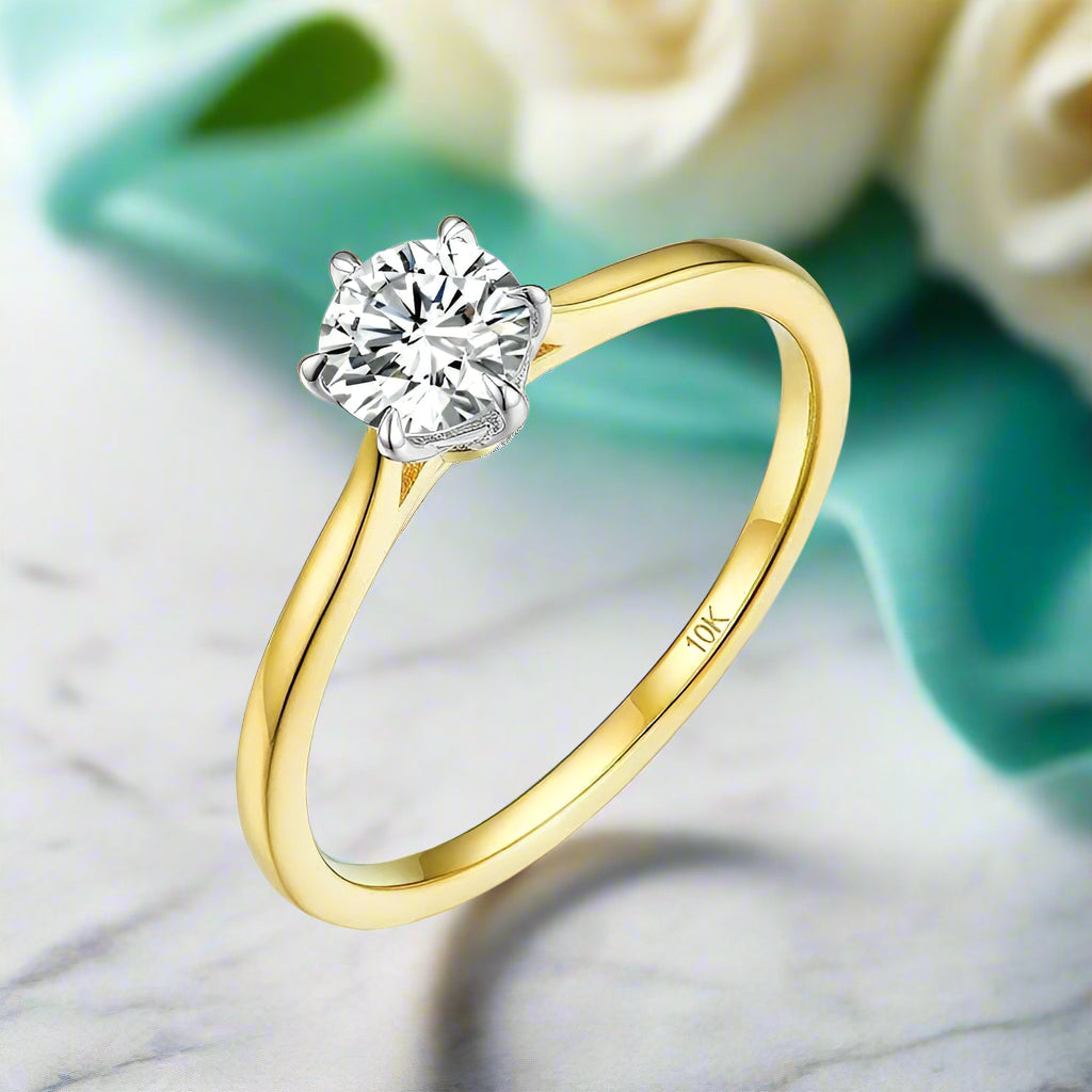 14k Yellow Gold Round Solitaire Diamond Engagement Ring-Evani Jewelry