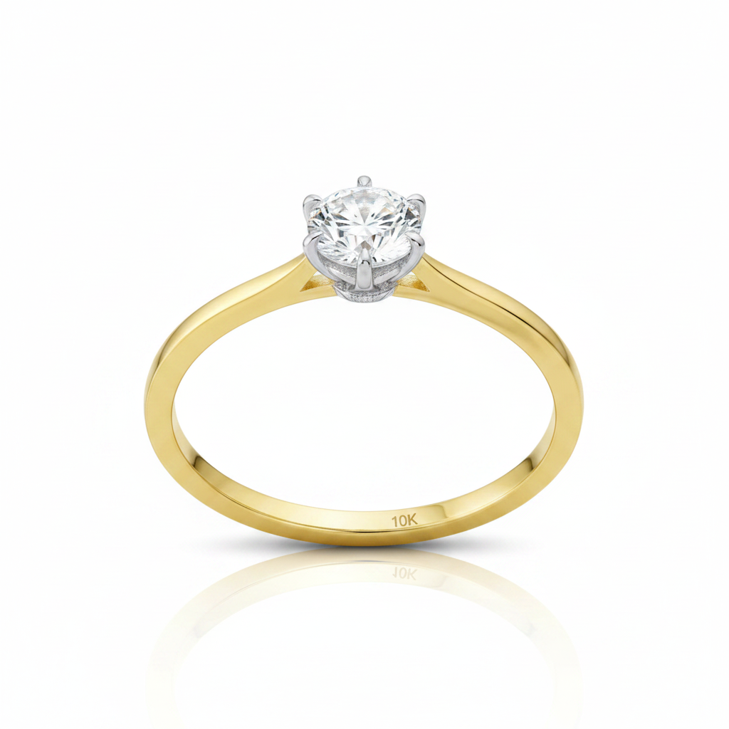14k Yellow Gold Round Solitaire Diamond Option Engagement Ring