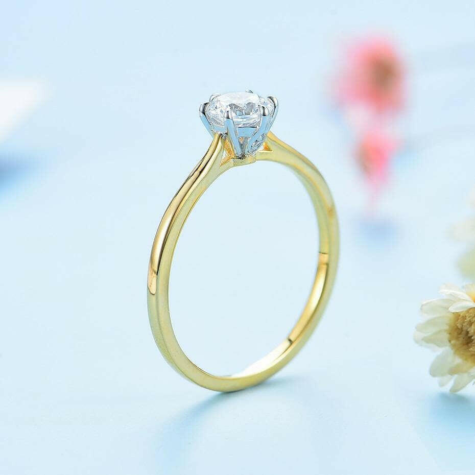 14k Yellow Gold Round Solitaire Diamond Engagement Ring-Evani Naomi Jewelry