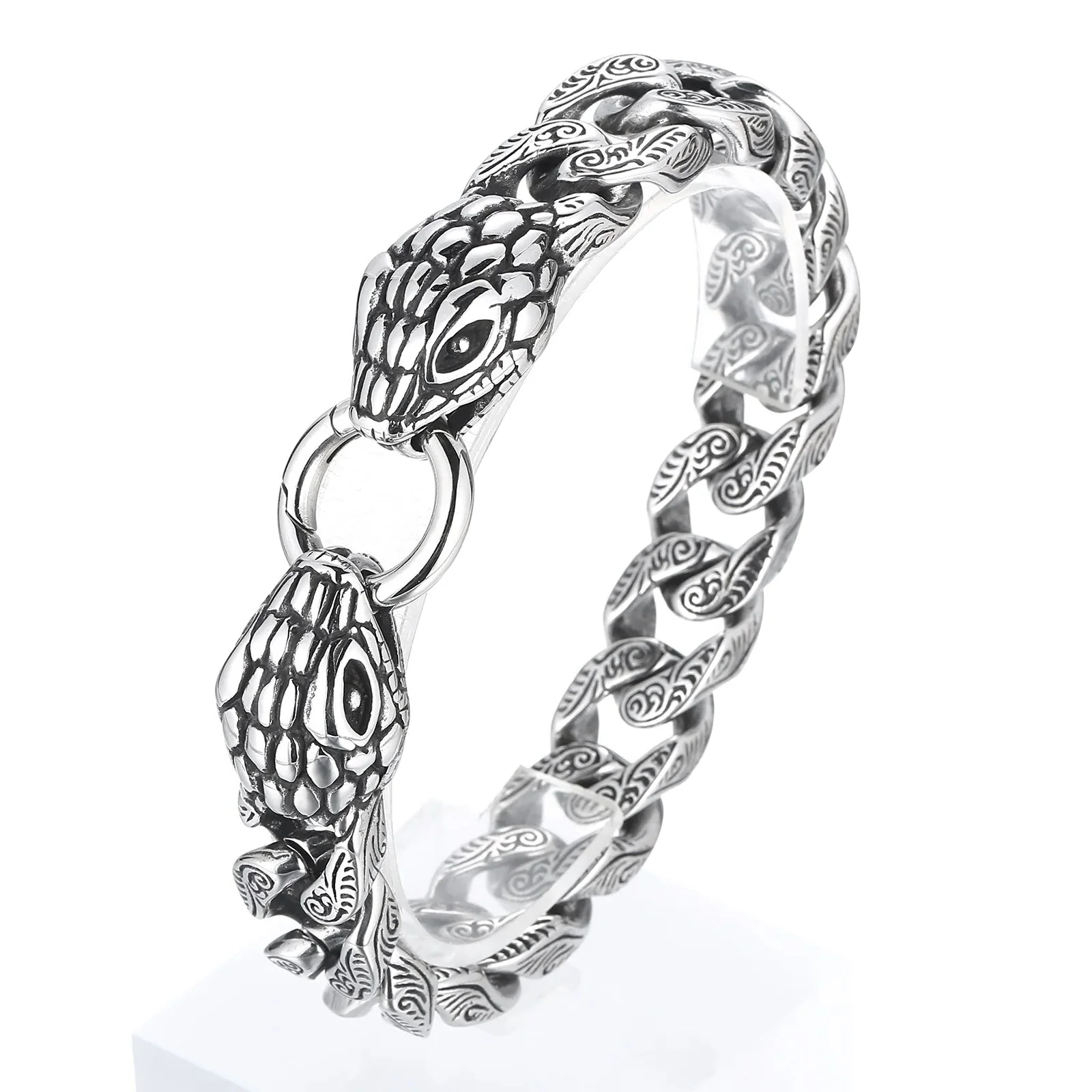 15mm Snake Vintage Cuban Curb Bracelet-Evani Naomi Jewelry