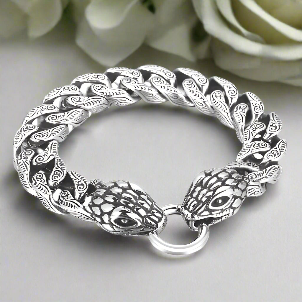 15mm Snake Vintage Cuban Curb Bracelet-Evani Naomi Jewelry