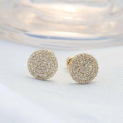 18K Gold Mossanite Diamond Flower Setting Stud Earrings-Evani Naomi Jewelry