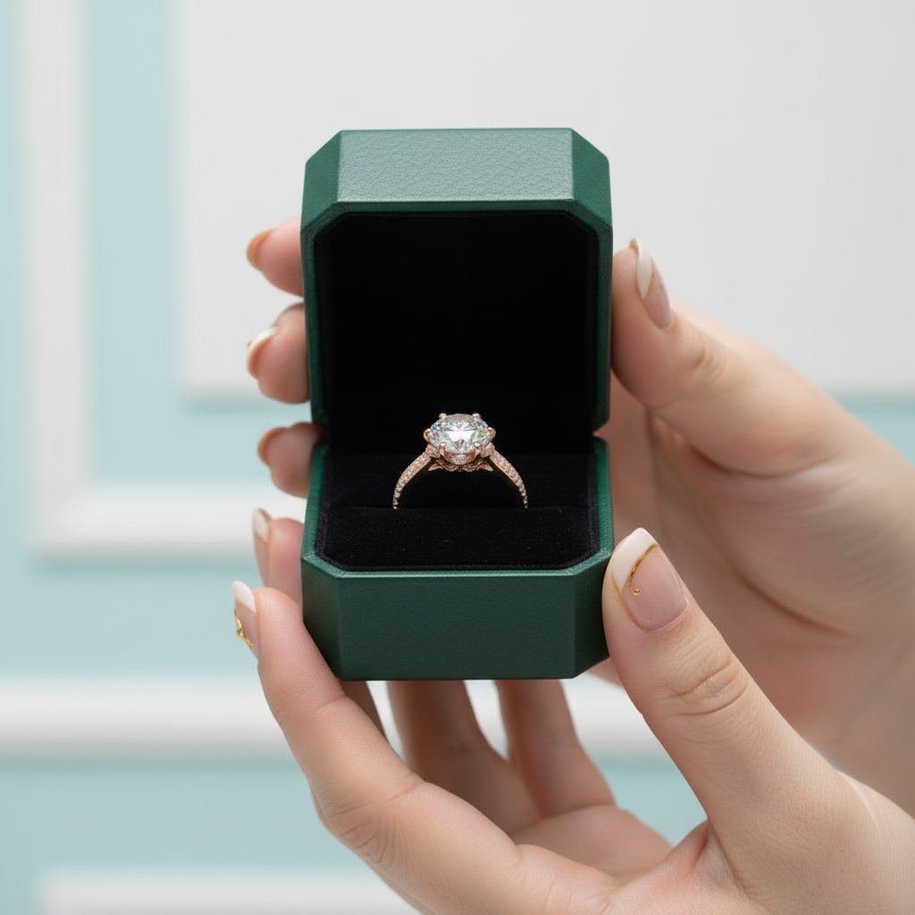 18K Rose Gold 2.0 Ct Round Cut Diamond Option Blossom Engagement Ring - Evani Naomi Jewelry
