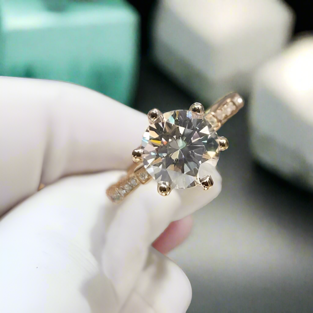 18K Rose Gold 2.0 Ct Round Diamond Classic Engagement Ring-Evani Jewelry