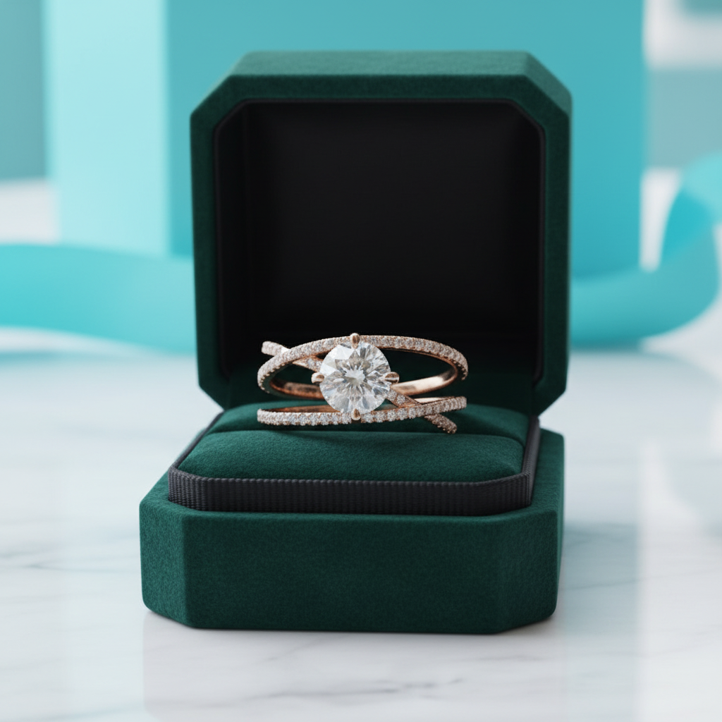18K Rose Gold Forever Love Diamond Option Engagement Ring - Evani Naomi Jewelry