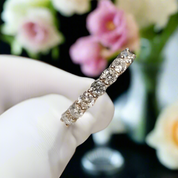 18K Rose Gold Round Cut Diamond Wedding Band-Evani Naomi Jewelry