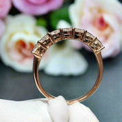 18K Rose Gold Round Cut Diamond Wedding Band-Evani Naomi Jewelry