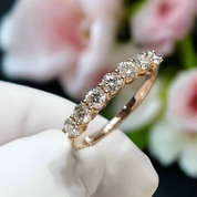 18K Rose Gold Round Cut Diamond Wedding Band-Evani Naomi Jewelry