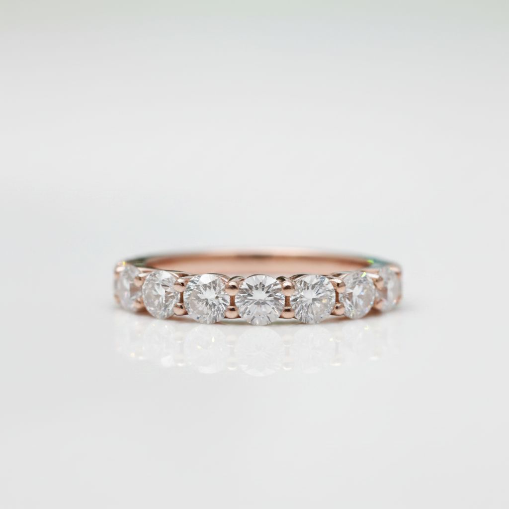 18K Rose Gold Round Cut Diamond OptionWedding Band - Evani Naomi Jewelry
