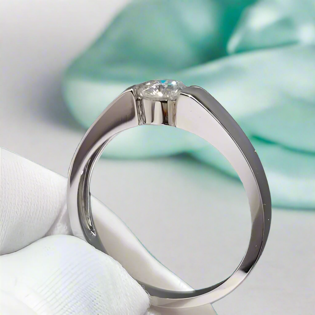 18K White Gold 0.5 Ct Round Cut Diamond Mens Wedding Band-Evani Naomi Jewelry