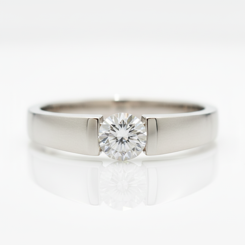 18K White Gold 0.5 Ct Round Cut Diamond Option Mens Wedding Band - Evani Naomi Jewelry