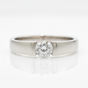 18K White Gold 0.5 Ct Round Cut Diamond Option Mens Wedding Band - Evani Naomi Jewelry