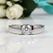 18K White Gold 0.5 Ct Round Cut Diamond Option Mens Wedding Band - Evani Naomi Jewelry